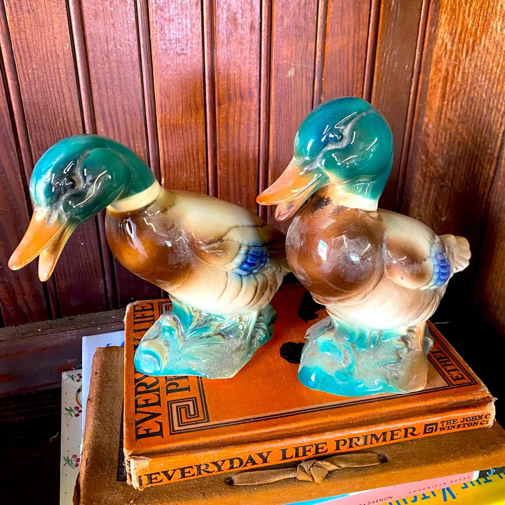 Vintage Royal Copley Windsor Mallard Duck Ceramic 5.5" Green Gloss